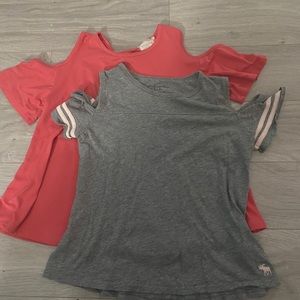 2 girls cold shoulder style tees